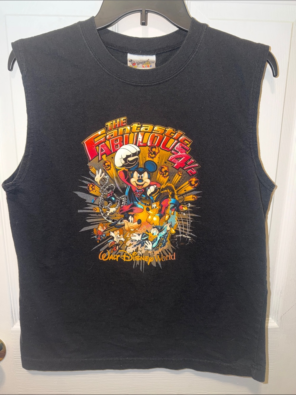 Disney Black Sleeveless Kids Tank with Colorful Mickey Graphic